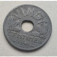 Франция 20 сантимов, 1941. "VINGT".  1-8-6