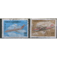 2 марки из серии 1967г. Турция "Авиация"