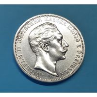 Германия. 3 марки. 1909 год. Вильгельм II. Пруссия. Серебро