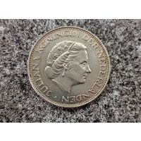 Нидерланды 2/5 гульдена 1961 год серебро