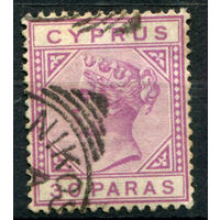 Британские колонии - Кипр - 1882/84г. - королева Виктория, PL II, 30 Pa - 1 марка - гашёная [Mi 17 II]. #4-B6-120-A-1