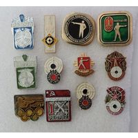 Значки "Стрельба" СССР - 12 шт. Алюминий