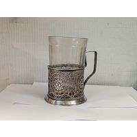 Мельхиоровый подстаканник "Скань",с накладками.СССР.Клейма.