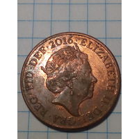 2 пенса Великобритания 2016 год.