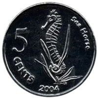 ТЕРРИТОРИЯ КОКОСОВЫЕ ОСТРОВА (КИЛИНГ) 5 ЦЕНТОВ 2004. ФАУНА. МОРСКОЙ КОНЁК. РЕДКАЯ. Tираж 5000. UNUSUAL