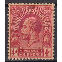 64.BrK. Великобритания. Колонии. Острова Теркс и Кайкос . Георг V. Стандарт. 4 P. 1923 г. Mi.#95.