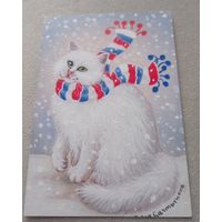 Посткроссинг. Открытка из РФ: кошка, худ.Ирина Гармашова  (10х15). подписана.