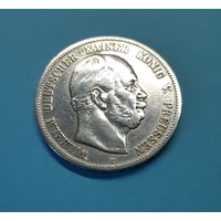 Германия. 5 марок. 1876 год. Вильгельм. Пруссия. Серебро. Отличная! Распродажа с 1 рубля!