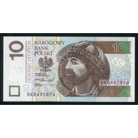 Польша 10 злотых 2016 г. P183b. Серия BK. UNC