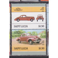 Сент-Люсия 1986 год Автомобили машины ретро авто  Лот 6 ЧИСТАЯ сцепка
