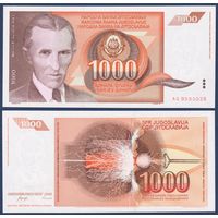 Югославия, 1000 динаров 1990 г., P-107 (AG, изобретатель Никола Тесла), UNC-***