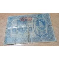 1000 крон 1912 года с надпечаткой подтверждающей что это банкнота Австрии(Развод Австрии и Венгрии)2765