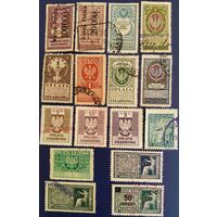 Гербовые марки. Польша. 16 шт. 1920,30,50 гг.
