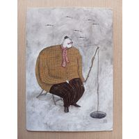 О-12. ПОДПИСАННАЯ ОТКРЫТКА. ИНДОНЕЗИЯ. ЗИМНЯЯ РЫБАЛКА.