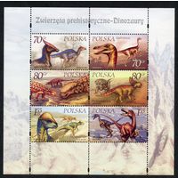 Польша 2000. Динозавры. Mi 3811-16. Блок 139