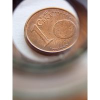 1 евроцент Кипр 2008 Брак наплыв или выкрошка на номинале