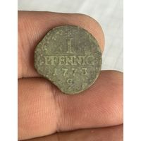 1 пфеннинг 1773 года. Саксония.