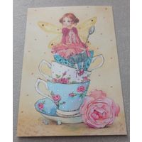 Посткроссинг. Открытка из РФ: "Чайная фея", худ.Евгения Чистотина  (10х15). Подписана, художественная марка..