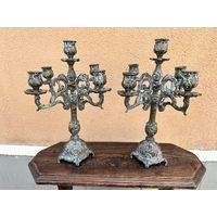 Пара очень старых бронзовых подсвечники, Европа, тяжелые, много лотов с рубля