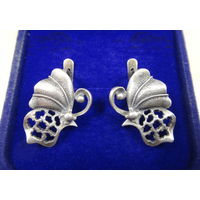 Серьги бабочки серебро 925 пр. СССР
