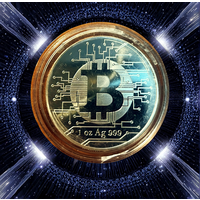 Чад 5000 франков  2022 года. Bitcoin. Серебро 999!