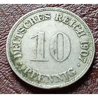 Германия 10 пфеннигов, 1907     D    ( 1-4-2 )