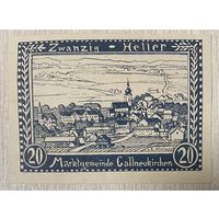 Нотгельды Австрия Галльнойкирхен 20 геллеров 1920 год.