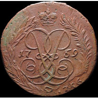 2 копейки 1759, гурт ЕКБ, Номинал сверху! Красивый перечекан - две даты! С 1 Рубля! Смотрите другие лоты!