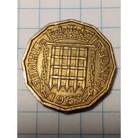 3 пенса Великобритания 1963 год.