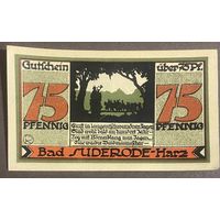 Нотгельд 75 пфеннигов 1921 год. Бад-Зудероде, Гарц. Веймарская республика