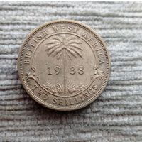 Werty71 Британская Западная Африка 2 шиллинга 1938 Пальма Георг 6