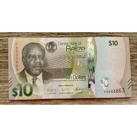 Werty71 Белиз 10 долларов 2025 UNC банкнота