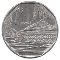 Республика Куба. 1 конвертируемый песо 2000. Вид на город Гуама.