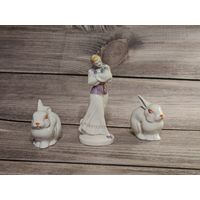 Статуэтка "Плясунья" (МФЗ, 1960-е годы) и два зайчика. Минск. Аукцион с рубля!