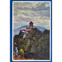 Старинная немецкая открытка. Замок в горах. Прошла почту.