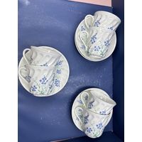 Чайная пара "Лютики" с цветочным декором, фарфор, деколь, Ленинградский фарфоровый завод (ЛФЗ), СССР, 1960-1990 гг.