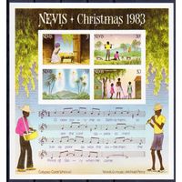 С Рождеством! Невис 1983 год 1 чистый б/з блок