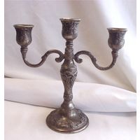 Подсвечник Канделябр на три свечи Виноград Серебрение