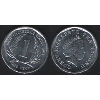 Восточные карибы km34 1 цент 2011 год km34a (1-низк,шир)(заостренный бюст снизу) (nf02