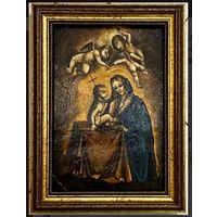 Почицкий(Доктор Кляйн); двухсторонний;ранний;Вседержитель на одной стороне и Богоматерь с обратной стороны;Бумага /смешанная техника. 20х28,5 см.