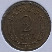 Дания 2 эре 1963 г. Бронза. В холдере
