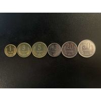 Узбекистан Набор из 6 монет 1 3 5 10 20 и 50 тийин 1994 год UNC