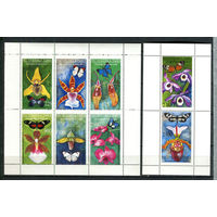 Республика Тыва - 1995 - Орхидеи и бабочки - 2 малых листа. MNH.  (Лот 57JN)-T4P13