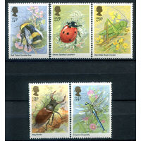 Великобритания - 1985г. - жучки, насекомые - 5 марок - полная серия, MNH [Mi 1022-1026]. #3-GB-Z-1-16