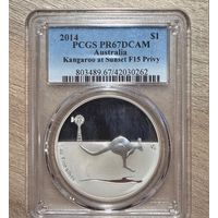С рубля без мц! 1 доллар 2014 Австралия pr67dcam PCGS кенгуру