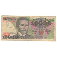 Польша, 10000 злотых, 1988г, серия BK