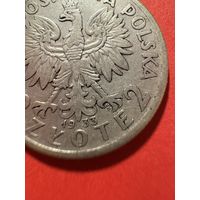 Ядвига 2 злотых 1933 серебро Польша