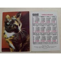 Карманный календарик. Котик.1992 год