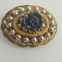 Брошь винтажная . Арт- Деко. Чайная роза. Ручная работа.Латунь. Штампованная филигрань. 4х5 см..
