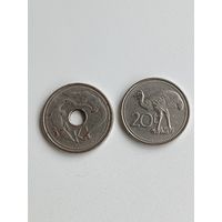 Папуа - Новая Гвинея набор 2 монеты: 20 тойя 2010г и 1 кина 2005 год